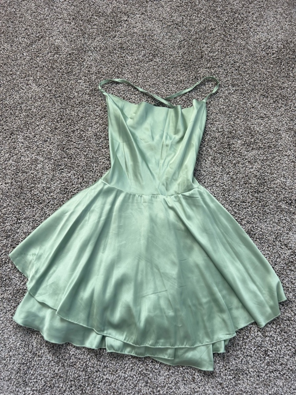 Amazon Light Green Satin Mini Dress